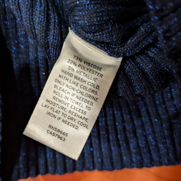 OPEN EDIT Sparkle Cutout Sweater  Glitter Navy  Size S - Picture 5 of 9